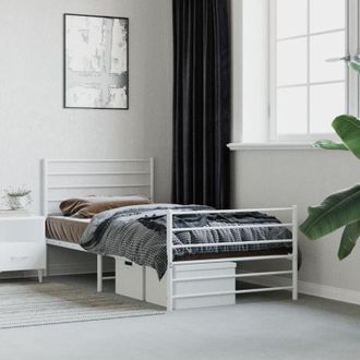 vidaXL Giroletto con Testiera e Pediera Metallo Bianco 107x203 cm - Vidaxl