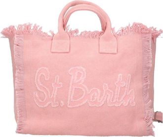 MC2 Saint Barth Fringed Edge Tote Bag with Textured Script Detail