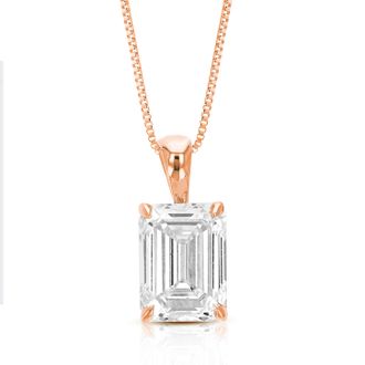 Vir Jewels 2 cttw Emerald Lab Grown Diamond Solitaire Pendant Necklace in 14K Gold with Chain For Women
