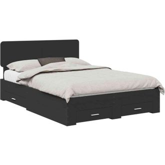 vidaXL Bed Frame with Headboard Black 140 x 190 cm Engineered Wood vidaXL