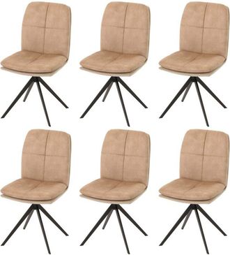 Hhg Hhg - Nunca Usado] Lote De 6 Sillas De Comedor 178, Silla De Cocina Sill&oacute;n, Posici&oacute;n Autom&aacute;tica Giratoria, Metal Tela/textil, Beige