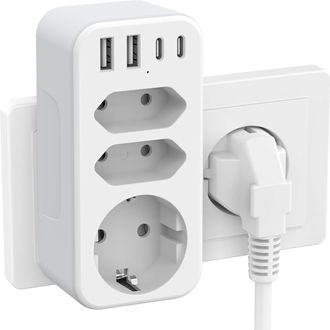 OEM Regleta De Pared Con Usb-c, 3 Tomas, 3680 W, 16 A, 2 Puertos Usb-c Y 2 Puertos Usb-a, Interruptor Para Casa, Oficina Y Viajes, Compatible Con Tel&eacute;fono