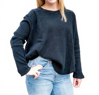 Dear John Denim Harlow Waffle Top In Washed Black