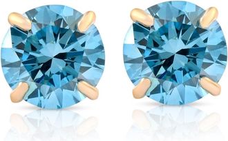 Pompeii3 1/2ct Blue Lab Grown Diamond Studs 14K Yellow Gold Earrings