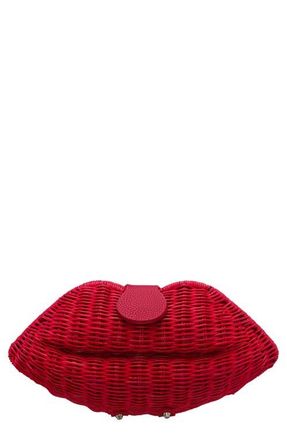 Nina Kiss Rattan Clutch in Red at Nordstrom