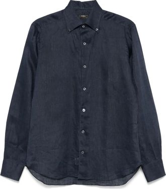 Barba Camicia in lino - Blu