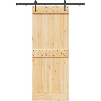 vidaXL Puerta Corredera Con Herrajes Madera Maciza De Pino 80x210 Cm Vidaxl