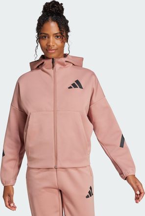 adidas ADIDAS Sportswear Womens Z.N.E. Full-Zip Hoodie - Coral Recycled Material - Size X-Small