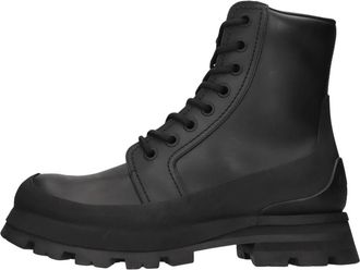 Alexander McQueen Wander Enkellaarzen - Dames - Veterlaarzen - Zwart - 41 EU - Leer - Schoenen