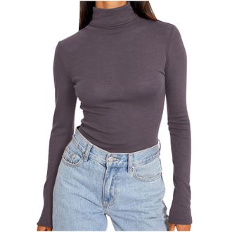 Generic Long Sleeve Tops Women Turtleneck Solid Inner Basic Ladies Sweatshirts Classic Lightweight Tight Fit Womens Sweaters Pullover Soft Comfy Casual Fashio