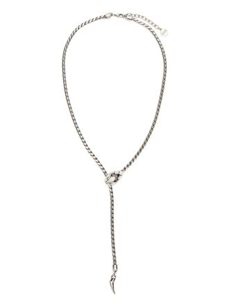 Roberto Cavalli Snake and Fang necklace - men - Enamel/Brass - One Size - Silver
