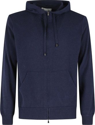 FILIPPO DE LAURENTIIS Hoodies & sweatvesten, Heren, Blauw, XL, Wol, Fullzip Cappuccio Lana Cashmere