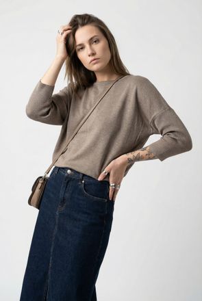 Saint Tropez Rundhalspullover SAINT TROPEZ A2561, MilaSZ R-Neck, Damen, Gr. XS, braun (atmos melange), Strick, Obermaterial: 80% Viskose, 20% Polyacryl, meliert, b