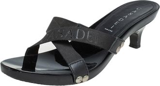 Casadei Black Fabric Studded Slide Sandals