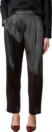Lilla P Satin Fly Front Pants In Black