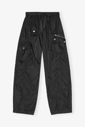 Ganni Black Nylon Elasticated Pants - Size 32