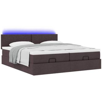 vidaXL Estructura Cama Otomana Colchones Tela Marr&oacute;n Oscuro 160x200 Cm Vidaxl