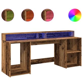 vidaXL Vidaxl - Escritorio Con Led Madera Ingenier&iacute;a Envejecida 200x55x91 Cm
