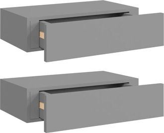 vidaXL Wall-mounted Drawer Shelves 2 pcs Grey 40x23.5x10cm mdf Vidaxl