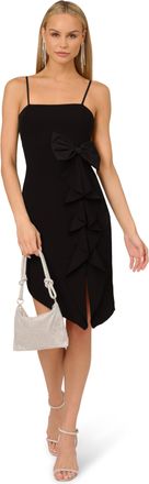Adrianna Papell Womens Knit Crepe Mini Dress in Black - Size 16 UK