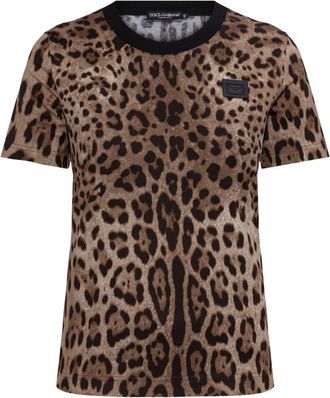 Dolce & Gabbana leopard-print T-shirt - women - Cotton - 40 - Neutrals