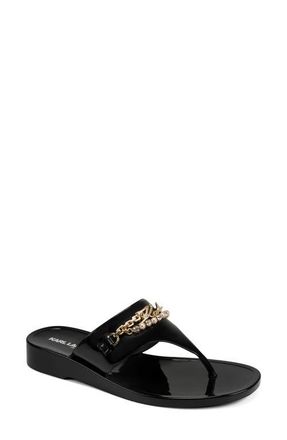 Karl Lagerfeld Vesperina Embellished Flip Flop in Black at Nordstrom, Size 11