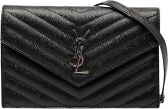 Saint Laurent Pre-owned Wallet on Chain - Dames - Vintage Schoudertas - Zwart - ONE Size - Leer - Vintage
