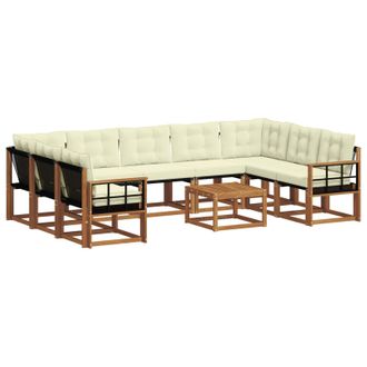 vidaXL Conjunto De Sof&aacute;s De Exterior Con Coj&iacute;n 10 Pcs Natural Y Crema Vidaxl