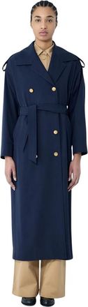 Max Mara Gebonden Wollen Jas - Dames - Trenchcoats - Blauw - XS - Wol - Jassen