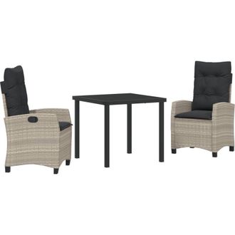 vidaXL Conjunto De Comedor De Jard&iacute;n 3 Pcs Gris Claro Rat&aacute;n Sint&eacute;tico Vidaxl
