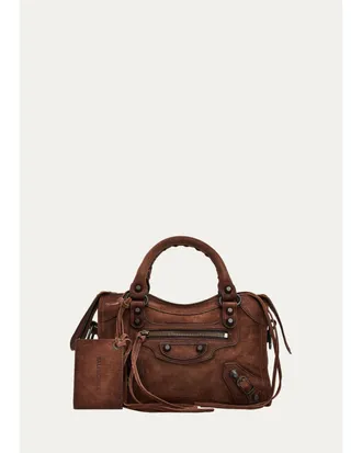 Balenciaga Le City Mini Waxed Suede Tote Bag