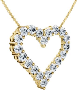 Pompeii3 1Ct Diamond Heart Pendant 14k Gold Lab Grown 3/4 Tall Necklace
