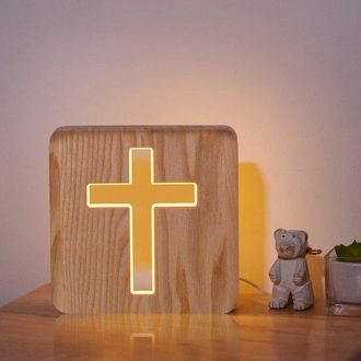 OEM L&aacute;mpara De Cabecera De Madera Con Forma De Cruz, Luz Nocturna Led Est&eacute;reo Con Forma De Cruz De Jes&uacute;s, Decoraci&oacute;n Personalizada Para La Habitaci&oacute;n
