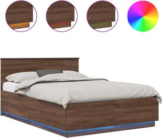 vidaXL Estructura De Cama Con Tiras Led Roble Marr&oacute;n 150 X 200 Cm Vidaxl