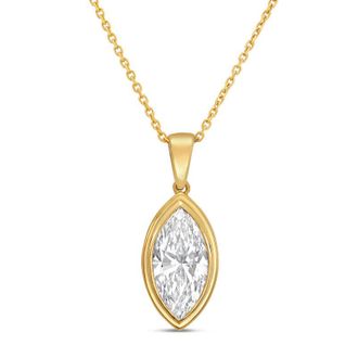 Diana M. Jewels 14kt yellow gold 3.00 ct lab grown marquise bezel with bail pendant