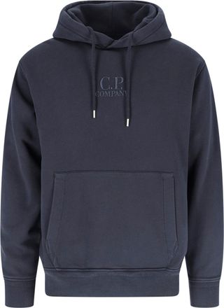 C.P. Company Navy Cotton Hoodie With Drawstring Hood