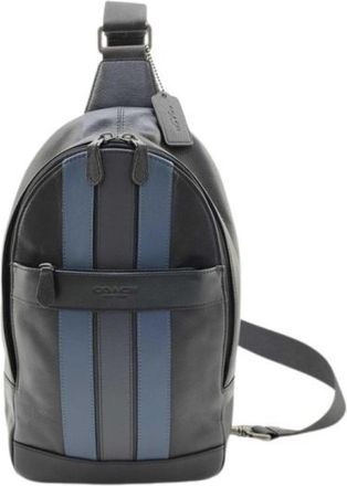 Coach Black Blue Leather Shoulder Bag Sling Bag (Pre-Owned)