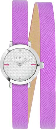 Furla Womens Vittoria Silver Dial SS Calfskin Leather Watch