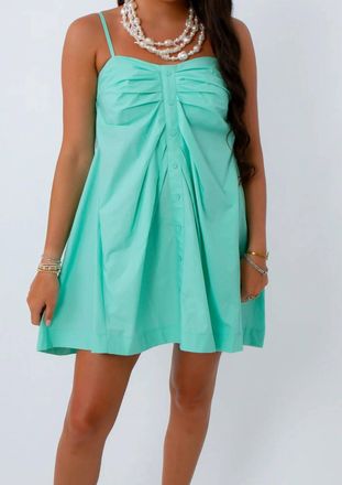 Pinch Design Button Mini Dress In Seafoam