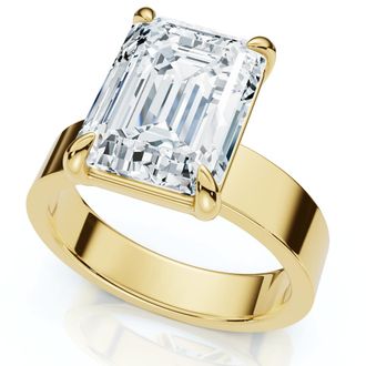Pompeii3 Certified 4Ct Emerald Diamond Cigar Band Engagement Ring Lab Grown