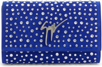 Giuseppe Zanotti Cleopatra Diamond clutch bag - women - Suede/Suede - One Size - Blue