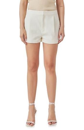 endless rose Pleated Low Rise Shorts in Ecru at Nordstrom Rack, Size X-Small