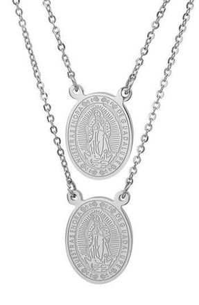 Steeltime Stainless Steel Religious Layered Pendant Necklace in Silver at Nordstrom Rack