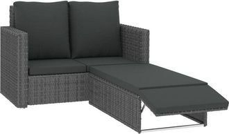 vidaXL Set De Muebles De Jard&iacute;n 2 Pzas Y Cojines Rat&aacute;n Sint&eacute;tico Gris Vidaxl
