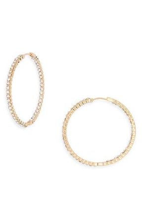 Nordstrom Rack Crystal Inside Out Hoop Earrings in Clear- Gold at Nordstrom Rack
