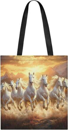 Generic Seven Lucky Running Wild Horses Tote Bag for Women Men Shoulder Bags Purses Pouch Handbags