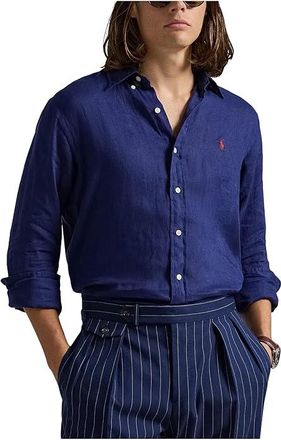 Polo Ralph Lauren Long Sleeve Linen - Classic Mens Long Sleeve Button Up New Classic Navy : 2XL