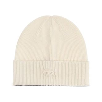 Diesel Accessoires, Heren, Wit, ONE Size, Wol, K-Coder-Fully B Ribbed Beanie