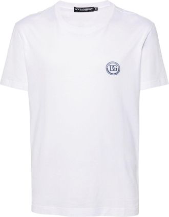 Dolce & Gabbana logo-embroidered cotton T-shirt - men - Cotton - 58 - White