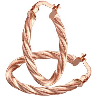 Diamant L'éternel 9ct roségouden diamantgeslepen gedraaide ovale hoepeloorbellen met een buis van 0,2 cm